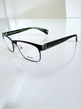 Rare Prada VPR 61P Rectangular Eyeglasses Men Women Green Tortoise Frames 53mm